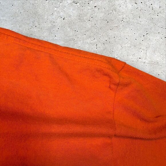 Vtg Johnny’s Route 69 Biker Pinup T-Shirt Orange Sz XL Motorcycle Chopper Moon - Picture 5 of 16